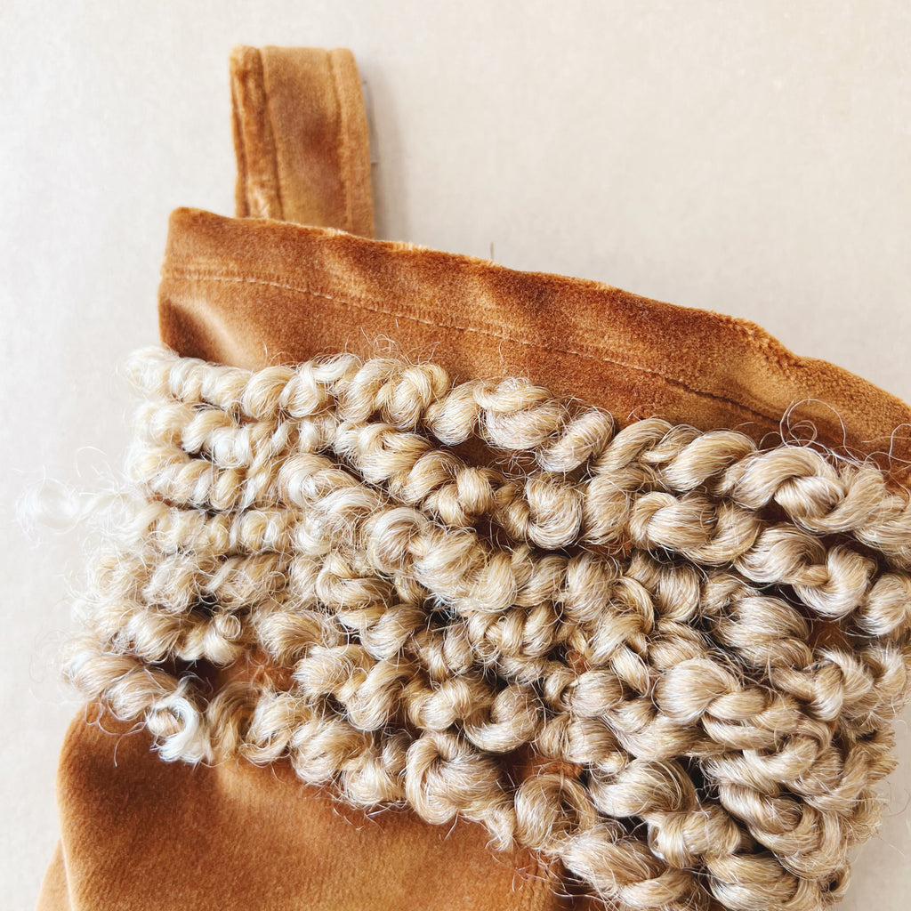 Velvet Crochet Hair Christmas Stocking